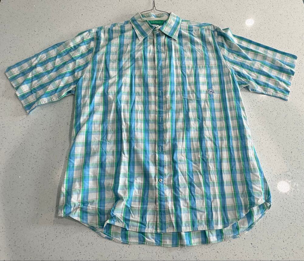 Vintage Rocawear Shirt Mens Extra Large Blue Green Plaid Button Up - Picture 1 of 5